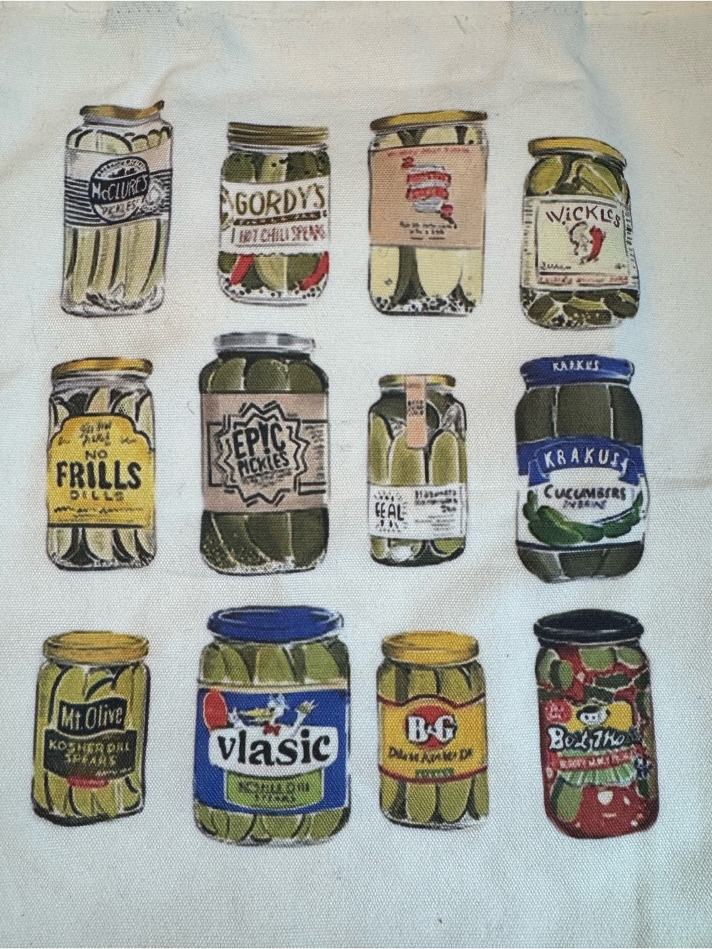 Aesthetic Canvas Tote Bag with Inner Pocket for Women, Cloth Canned Pickle - Picture 3 of 7